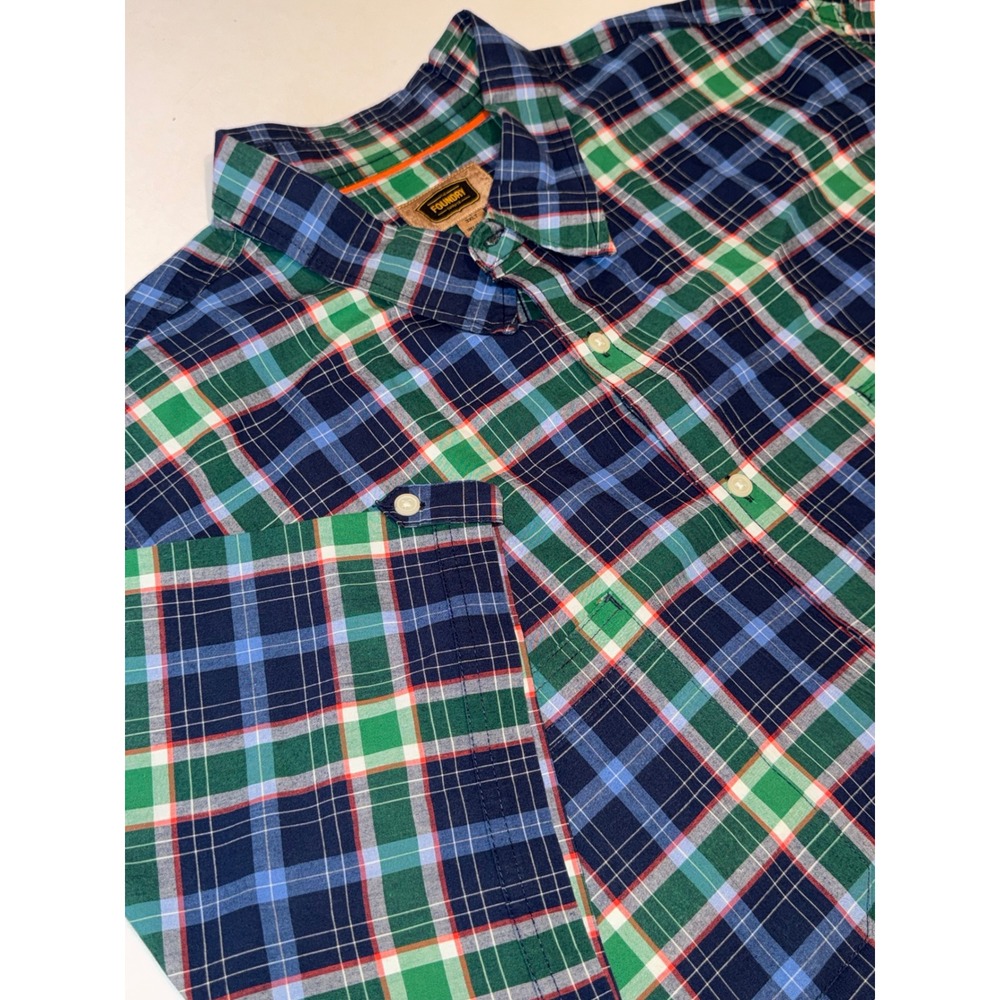 Foundry Supply Co Mens 3XLT Plaid Short Sleeve Button Down Shirt Blue Green
